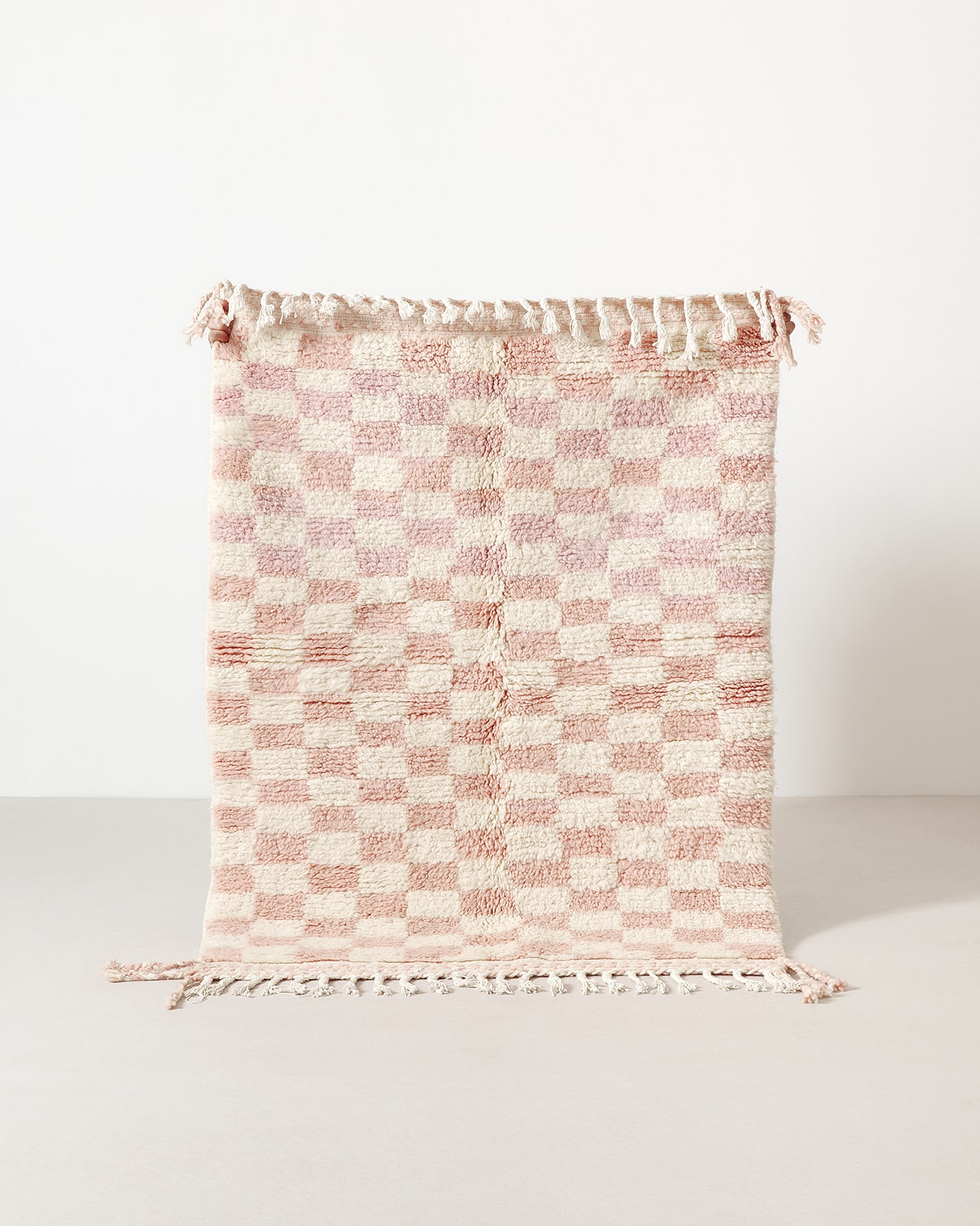 Blush pink checkered Berber rug
