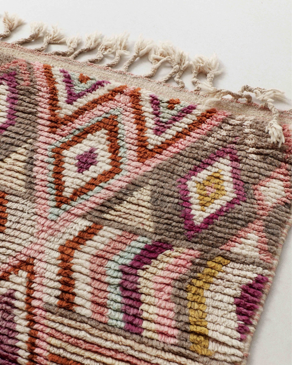Small Boujaad rug with lozenges, fringes