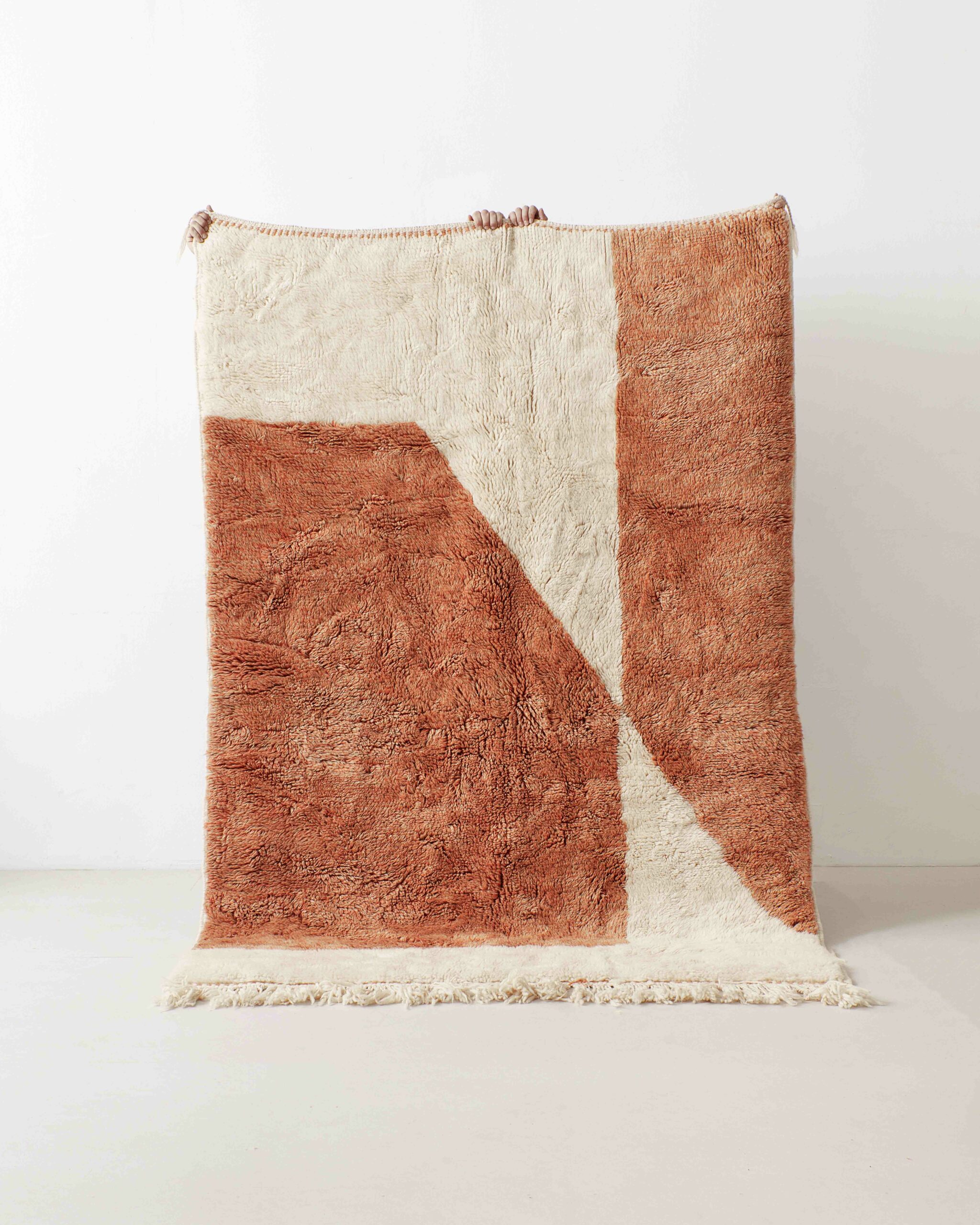 Mrirt rug with rusty shades, upside down