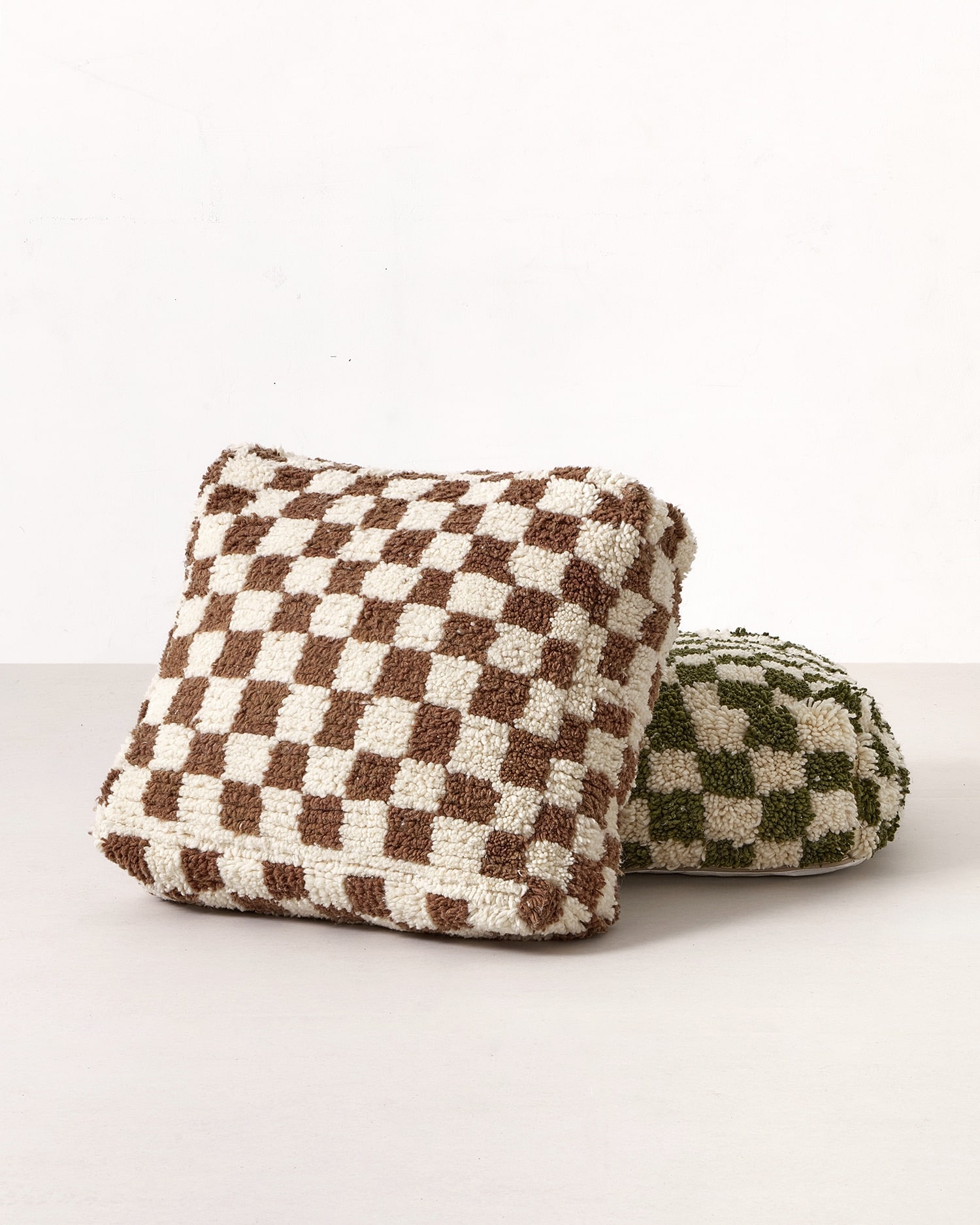 Chocolate brown checkered pouf
